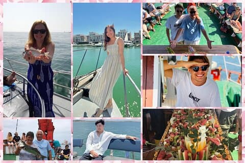 boat trip from 9 am to 3 pm fishing & swimming & barbecue & dessert