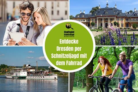 City game scavenger hunt Dresden by bike - independent discovery tour