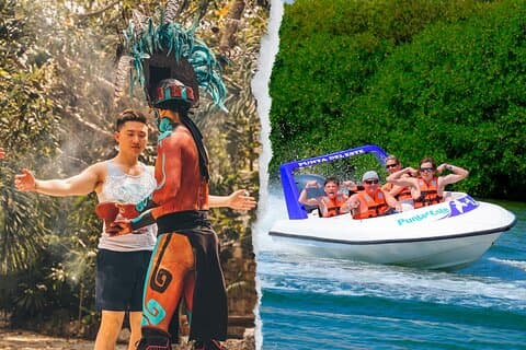 Conduisez un hors-bord + rituel maya + dégustation de nourriture et plus encore !