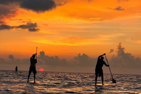 Sunrise Stand Up Paddle Activity on a Pristine Beach