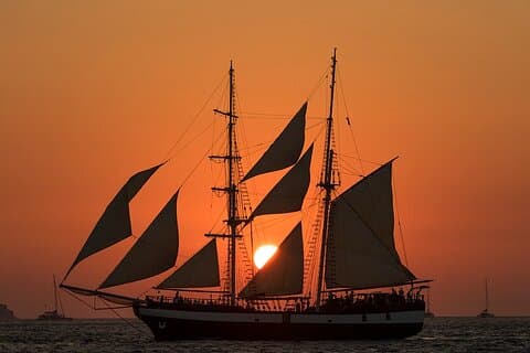 Santorini Sunset Sailing Cruise with Greek BBQ Dinner