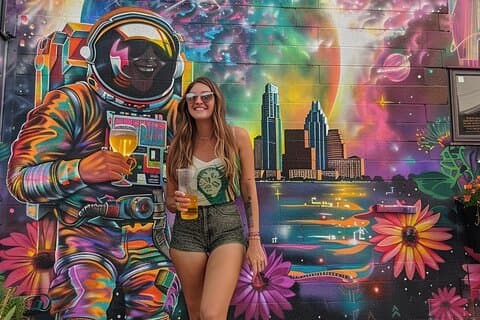 Austin-muurschildering en Instagram-tour per elektrische fietstaxi