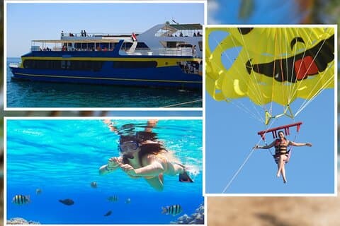 Conquest Semi-submarine, viagem de snorkeling e para-sailing - Hurghada