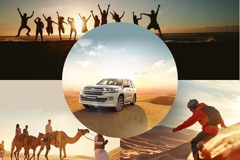 Doha Desert Safari Dune Bashing Camel Ride Sandboarding