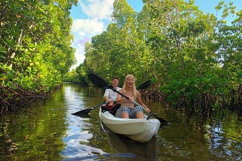 Journée complète Kayak de mangrove + forêt de Jazani + grotte de kuza + plage de Paje