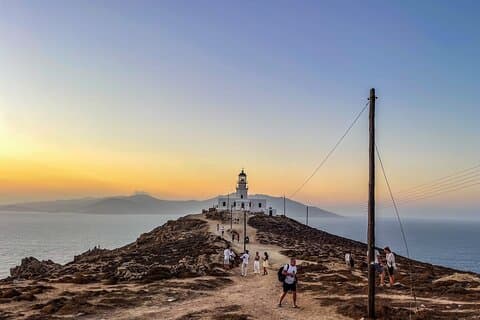 Panorama Mykonos: Utsikt över solnedgången från öns högsta punkter