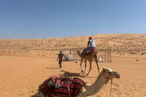 Muscat: Private Bidiya Desert Sunset Camel Ride med overføring