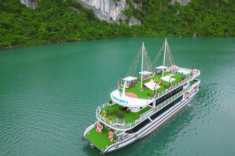 Crucero de lujo por la bahía de Halong con fiesta, kayak y almuerzo buffet