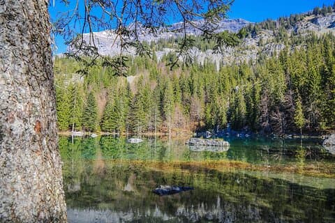 Giornata in mountain bike elettrica a Chamonix: lago di montagna e vista panoramica.