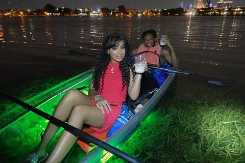 Date Night LED Glow Clear Kayak or Paddleboard & Champagne
