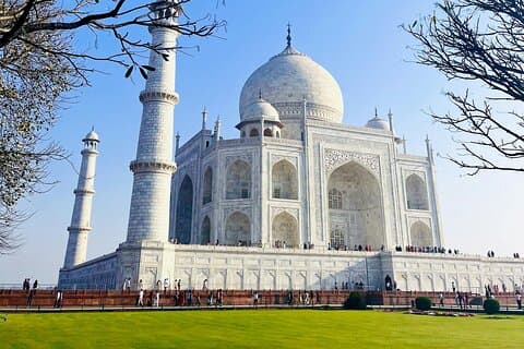 Romantische zonsondergang bij de Taj Mahal: dagtocht van Delhi naar Agra