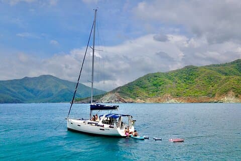 One amazing day in a private recent sailing boat in the Tayrona Park. The best sail trip from Santa Marta!