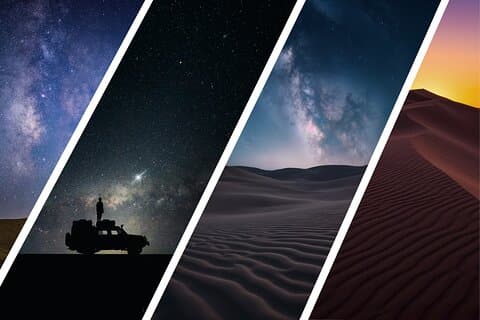 Safari nocturno en el desierto de Doha con paseo en camello y batido de dunas