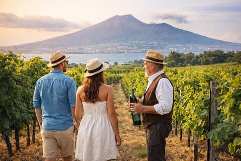 Wijnproeverij op de hellingen van de Vesuvius