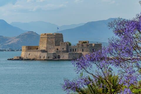 From Nafplio Port: Bourtzi Fortress & Karathona