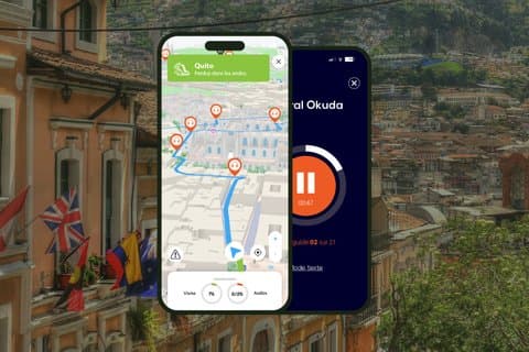Visita guiada a pé por Quito com áudio-guia: 2 horas e 10 minutos com 19 comentários em áudio.