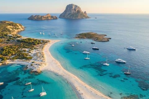 San Antonio : Excursion d'une journée en bateau à Formentera & Es Vedrà avec repas