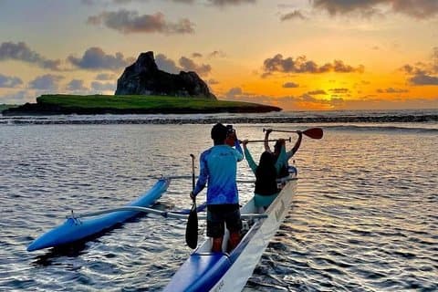 Hawaiian canoe in Fernando de Noronha