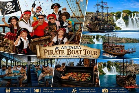 Excursão de barco pirata de Antalya às cachoeiras de Duden