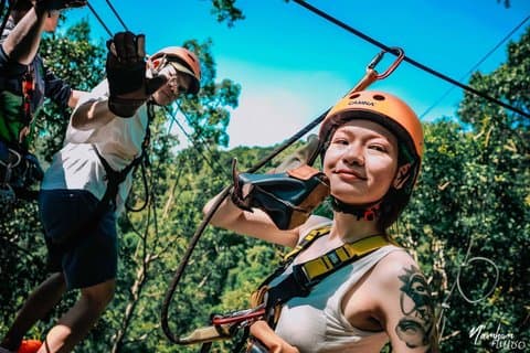 Samui Zipline FLY und Fun Tree Bridge Jungle Cafe und Wasserfall
